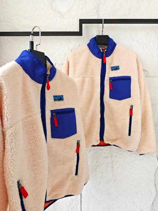 D121674拼色复古保暖叠穿柔软立领外套抓绒衣 商品图3