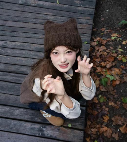 D121637冬日出片神器显脸小超可爱猫耳朵毛线帽子 商品图8