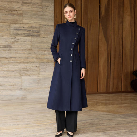 IWY/藏青色羊毛呢子大衣秋冬新款高级感气质通勤职业装外套女WC367 商品图4