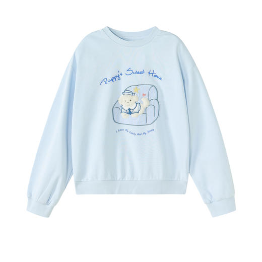 笛莎Deesha 童装女童卫衣2026春新款趣味小狗圆领卫 商品图4