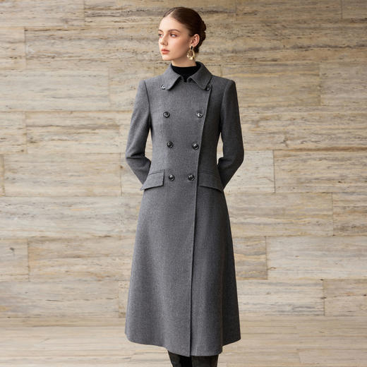 IWY/灰色冬季新款高级感羊毛大衣叠穿式毛呢外套气质通勤收腰风衣WC366 商品图0