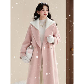 鹿向南【1217/20:00新品】粉色毛呢大衣