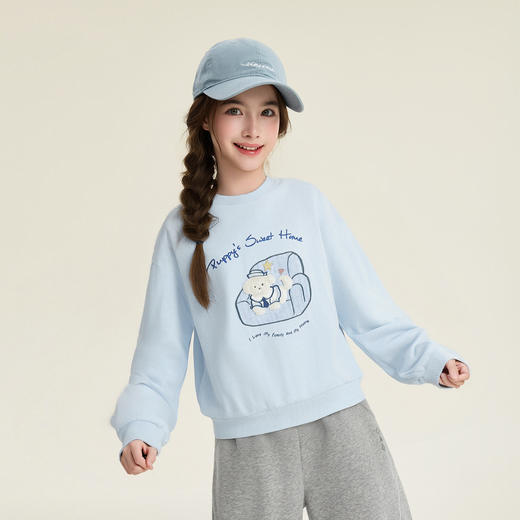 笛莎Deesha 童装女童卫衣2026春新款趣味小狗圆领卫 商品图0