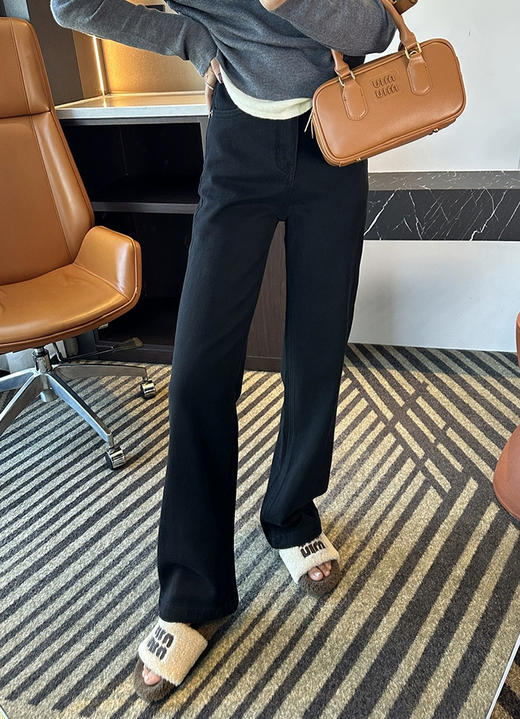 爆款3-5天发货！cosAcosB冬季加绒加厚高腰显瘦直筒阔腿裤68893 商品图5