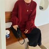 D121610秋冬温暖氛围红色慵懒显白圆领女士针织衫 商品缩略图4