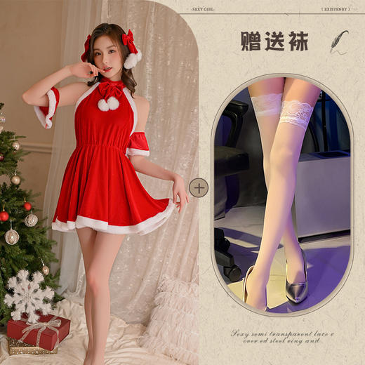 【圣诞限定❗️性感毛绒连衣裙】亮眼吸睛，俏皮可爱，节日氛围拉满！新款秋冬露背辣妹跨年战袍套装显瘦家具服裙子套装丝袜 商品图6