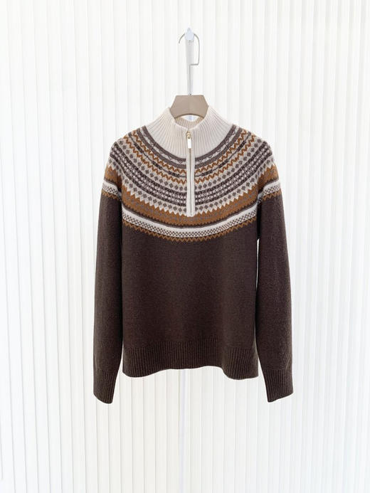 费尔岛套头针织衫 羊毛费尔岛半高领款毛衣 穿搭的层次感 半高领通勤模式 自由调节领口开合度 罗纹收边细节 羊毛面料 轻盈柔软 商品图11