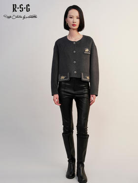 郭培成衣RSG「黛灰柔绒」刺绣短款开衫羊毛外套2025秋冬新品