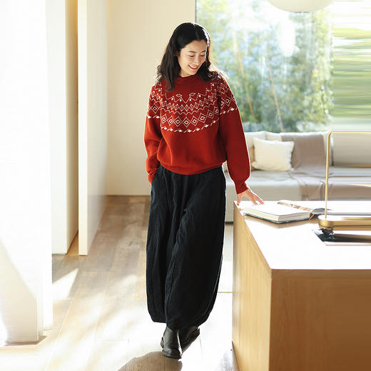 特绽放828朵/费尔岛毛衫复古文艺撞色套头毛针织衫设计感内搭毛衣 商品图2