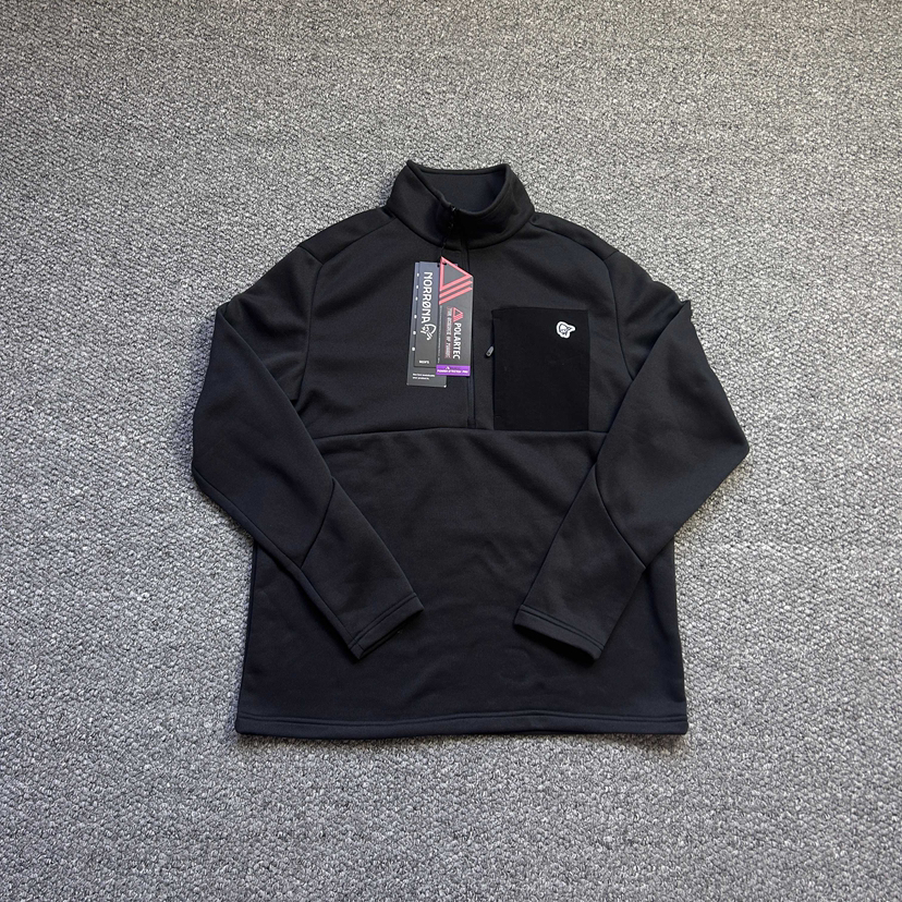 海外原版老人头正单 户外半拉链中间层抓绒上衣 吸湿保暖透气 正儿八经的p绒 超轻，只有黑色一个色S到XXL