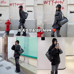 新品上身 | 毛呢收腰大衣+同色系裤袜长靴拉长身材比列🍪