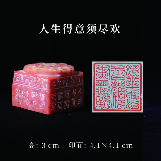 李坤丨人生得意须尽欢 4.1x4.1x3CM 手工篆刻印章作品 商品图0
