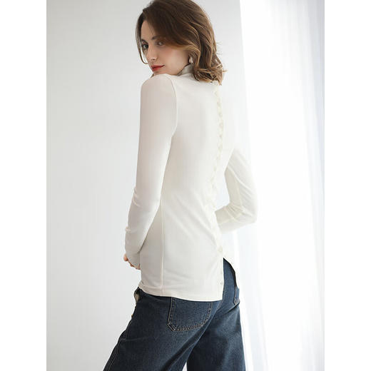 COCOBELLA两穿针织开衫女抗静电吸湿发热白色打底衫TS3215-2 商品图4