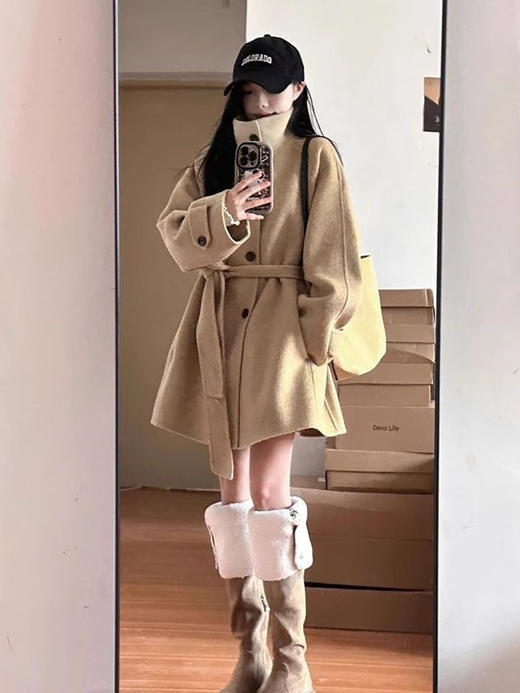 【LEOS VITI赫本风毛呢大衣】添加了羊毛的呢子大衣，上身韩系大女主气场，高级感无需多言🔥秋冬必入气质款~-AJYX 商品图8