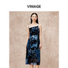 VIMAGE纬漫纪秋季新款露背高腰显瘦修身晕染印花吊带连衣裙V2207802 商品缩略图0