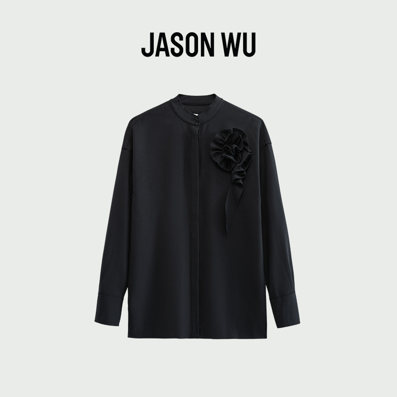 【JASON WU】秋冬新款羊毛薄呢立体盘花上衣衬衣衬衫女
