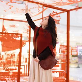 绽放/KSX002朵纯羊毛针织高领氛围感冬季披肩外搭小坎肩多色保暖