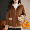 麂皮绒外套女2026新款冬季大码女装羊羔绒连帽上衣加绒加厚连帽衫 商品缩略图0