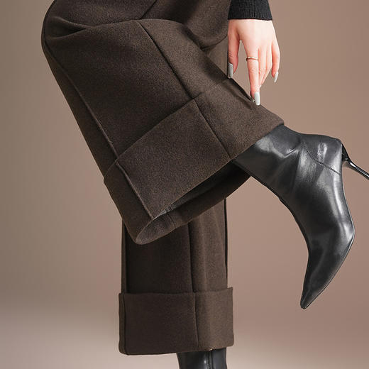 QYM 6995-Y羊毛呢阔腿裤高腰加厚保暖休闲裤 商品图3