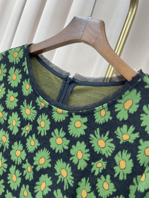 「断码清仓」墨绿碎花法式优雅百搭长袖真丝连衣裙 M码 ZFYY137 商品图3