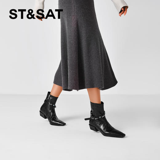 【绒里可选】星期六复古饰带气质时装短靴SSD4116YCC/SSD4118YLL 商品图3