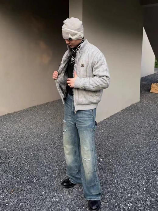 D121675荆刺绞花立领毛衣座山雕保暖外套开衫 商品图3