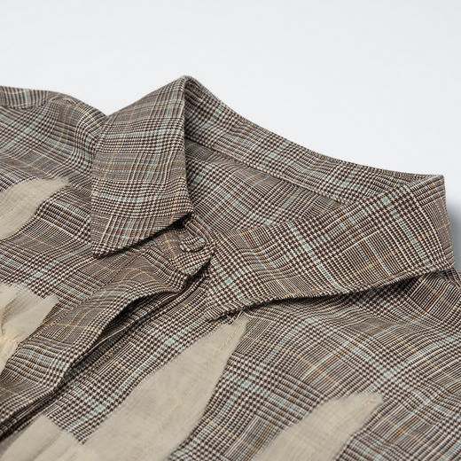 谜底短款拼接网纱衬衫长袖2026春新品特色造型感衬衣女265GC5017 商品图3