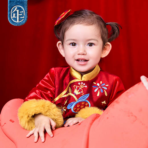 年衣童装婴童旗袍冬季新款宝宝男女童连衣裙中式马上顺婴童旗袍 商品图2