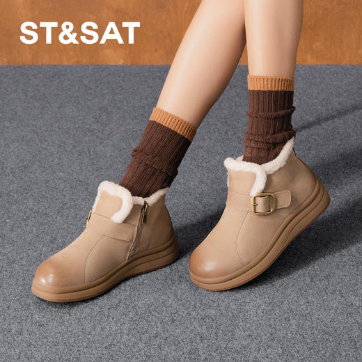 星期六软萌保暖扣带柔软雪地靴SSD411A255 商品图2