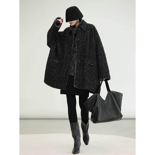 COCOBELLA轻奢羊毛大衣女秋冬质感通勤大廓形毛呢外套WL3210 商品图2