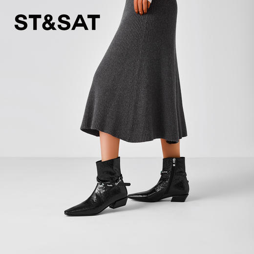 【绒里可选】星期六复古饰带气质时装短靴SSD4116YCC/SSD4118YLL 商品图2