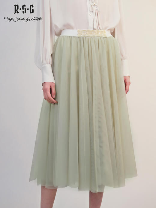 郭培成衣RSG「双生纱梦」网纱裙半身裙垂坠中长款a字大摆裙2025女 商品图3