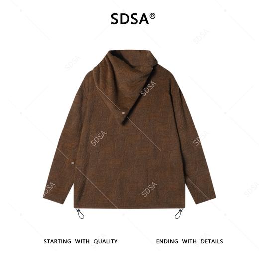 SDSA秋冬新款痞帅男装拉链可翻高领卫衣绒毛百搭撞色波浪线百搭潮 商品图0
