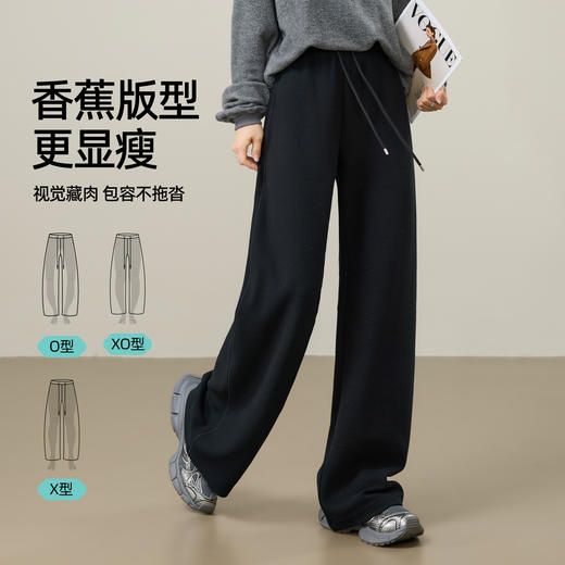 【过季清！随时下架！泡泡纱-弧形裤】逸阳秋新品肌理感高腰宽松百搭显瘦运动休闲裤8109 商品图2