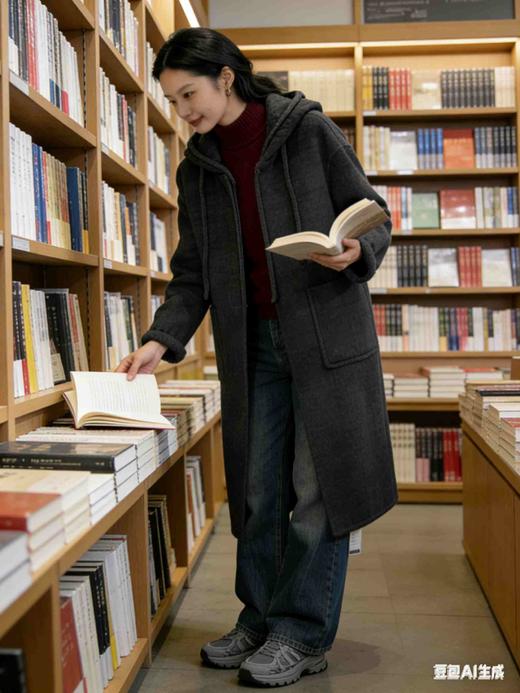 582531带帽系绳羊绒大衣 商品图6