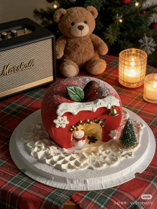 圣诞平安夜苹果造型蛋糕（进口色素重介意慎拍 商品图1