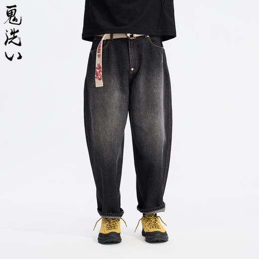 ONIARAI/鬼洗26春季新品金色马蹄复古锥形宽牛仔长裤男 26B4401 商品图0