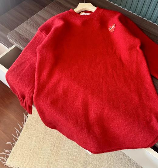 D121610秋冬温暖氛围红色慵懒显白圆领女士针织衫 商品图9