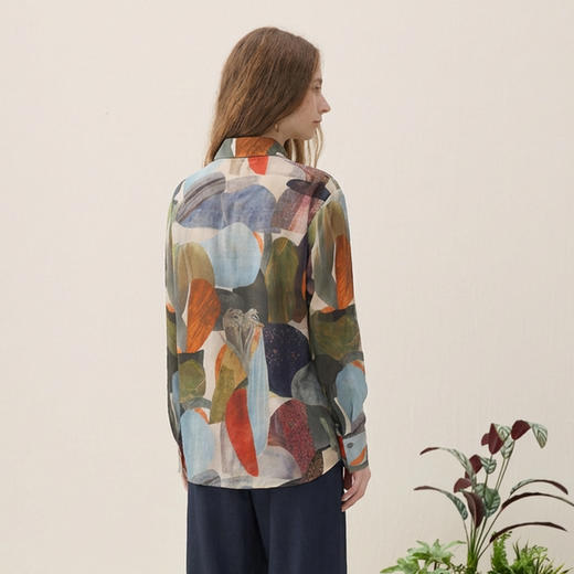 谜底花色衬衫长袖2026年春季新品复古风印花纯棉衬衣女265MC5030 商品图2