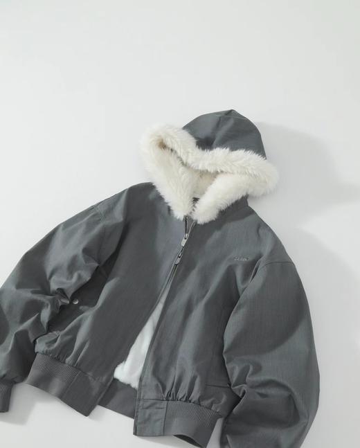 D121623新款铭牌浮雕钢印时尚感兔毛棉服外套男女同款 商品图9