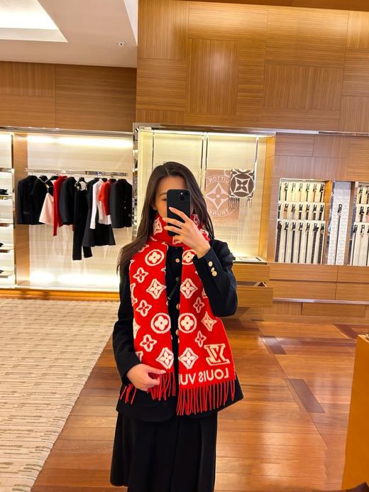 驴家  顶级monogram图案山羊绒羊毛混纺毛字母花卉3D提花长巾披肩（DSX） 商品图13