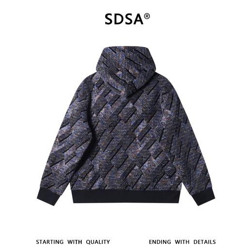 SDSA男士秋冬新款痞帅男装时尚绒毛撞色斜拉链连帽卫衣外套百搭 商品图4