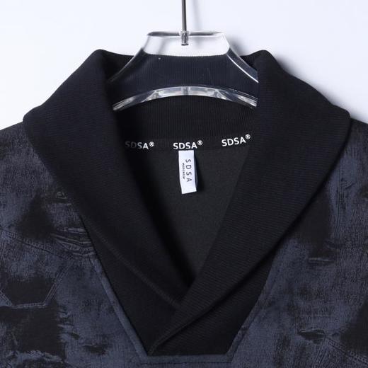 SDSA男士秋冬新款痞帅男装时尚扎染拼接翻领卫衣百搭时尚套头上衣 商品图1