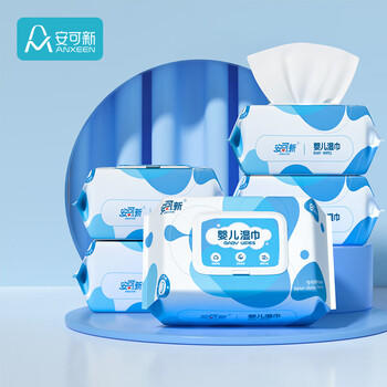 安可新 婴儿湿巾【80片*5包】一次性手口湿纸巾新生儿专用纸巾纯水带盖 商品图7