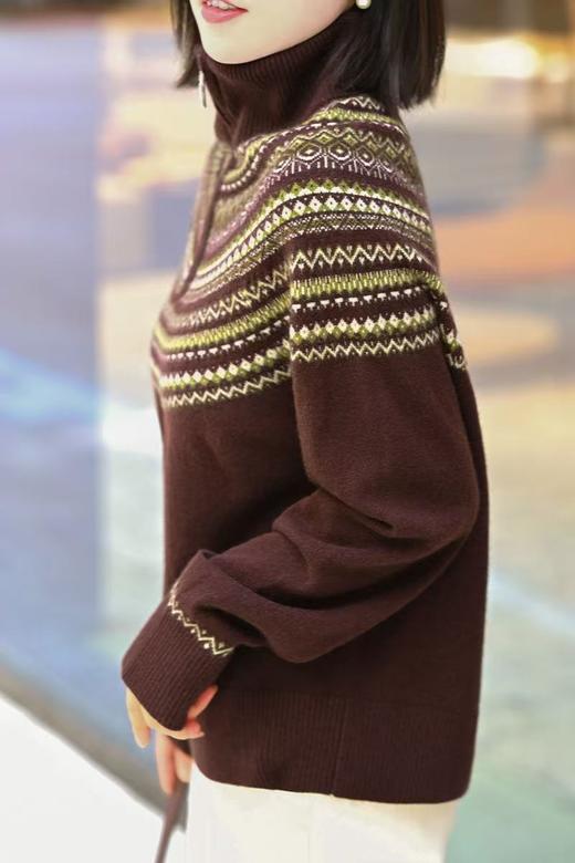 【现货】专柜 800 + 品质费尔岛经典花纹针织衫 可翻立领半拉链 软糯保暖 商品图12