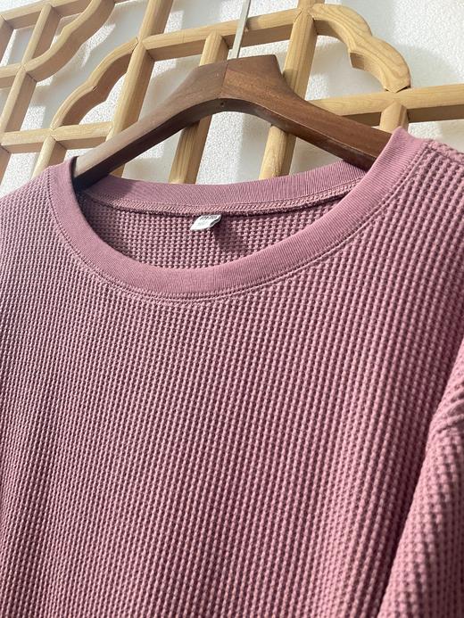 「断码清仓」七分袖棉华夫格圆领T恤上衣 L码 ZFYY240 商品图1