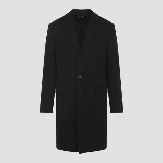 ZEGNA 杰尼亚 男士羊毛中长款大衣外套 黑色 298707A2 4GJ3G0 商品图0