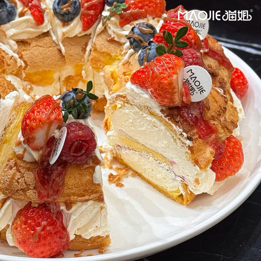 英式香草焦糖莓果车轮泡芙蛋糕切块 商品图1