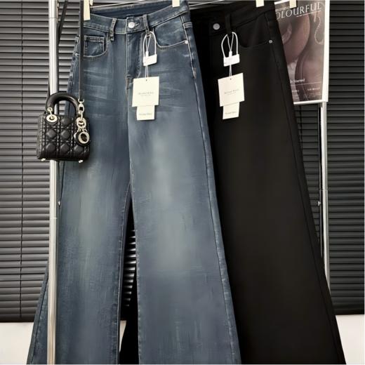 cosAcosB冬季加绒加厚复古水洗微喇拖地牛仔裤68896（下单3-5天发货） 商品图4