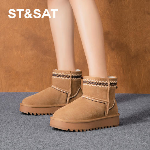 星期六民族风厚底防滑雪地靴SSD411A561 商品图0